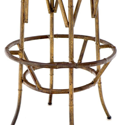 Forged Round Faux Bamboo Metal Stand with Marble Top