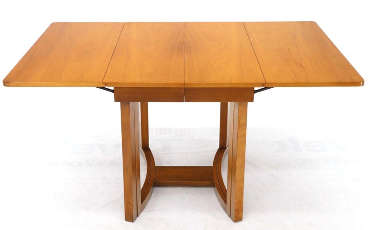 Midcentury Light Walnut Drop Leaf Expandable Dining Table, Three Leafs Boards