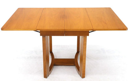 Midcentury Light Walnut Drop Leaf Expandable Dining Table, Three Leafs Boards