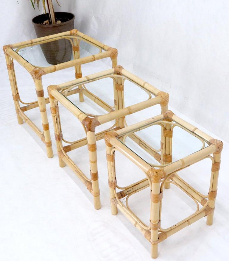 Set of 3 Nesting Bamboo Side End Tables