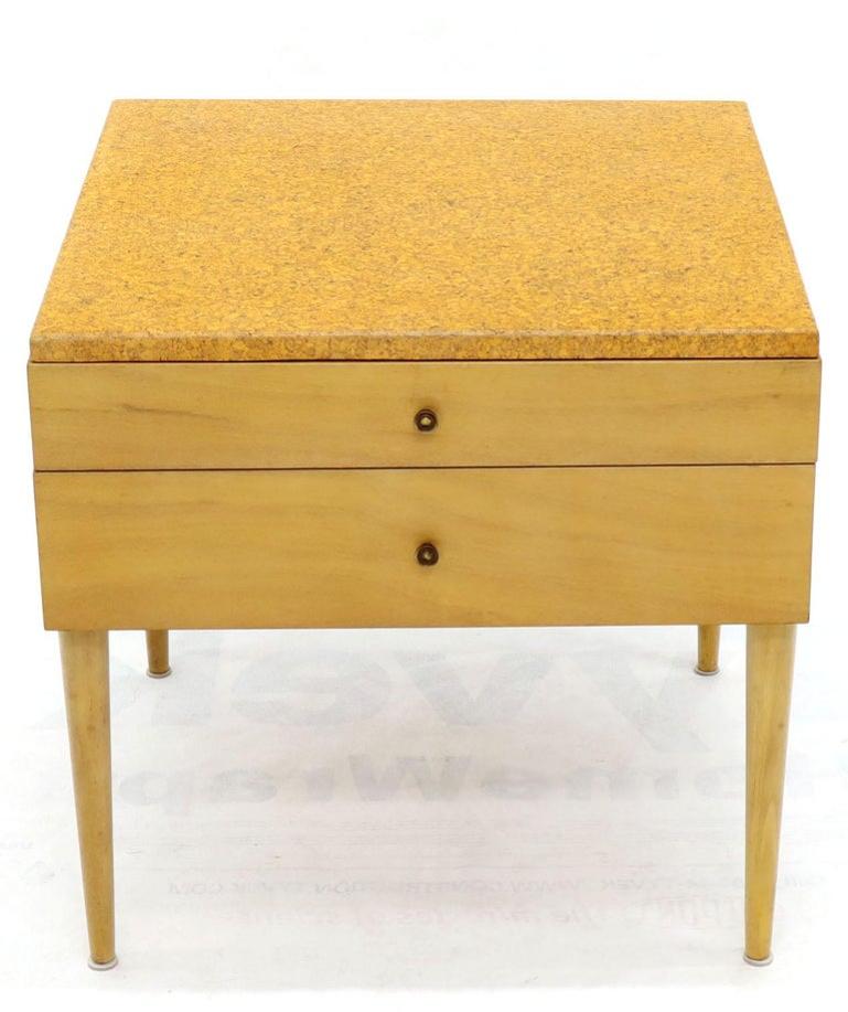 Paul Frankl for Johnson Furniture Cork Top Two Drawer Sqaure End Table Stand