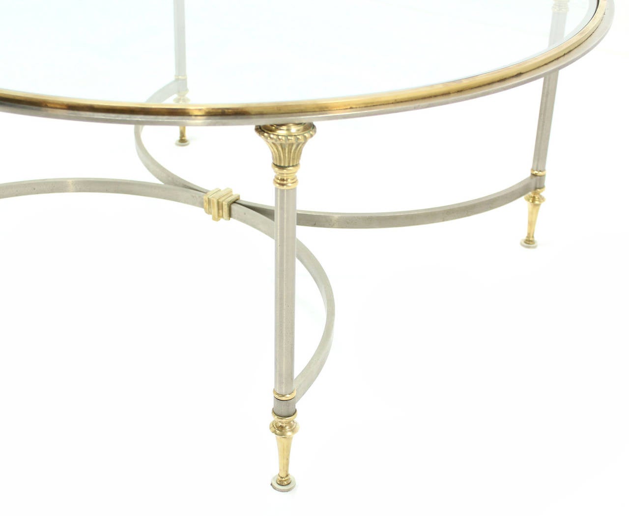 Round Glass Brass and Pewter Round Coffee Table