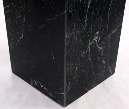 Square Black Marble Single Pedestal Side End Table Night Stand Pedestal