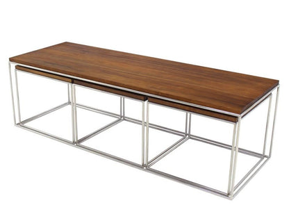 Rectangular 4 Pieces Nesting Solid Stainless Chrome Legs Coffee Table