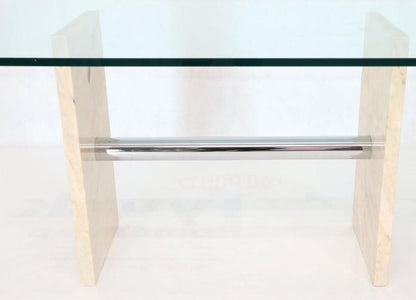 Glass Top Marble and Chrome Base Rectangular Dining Conference Table