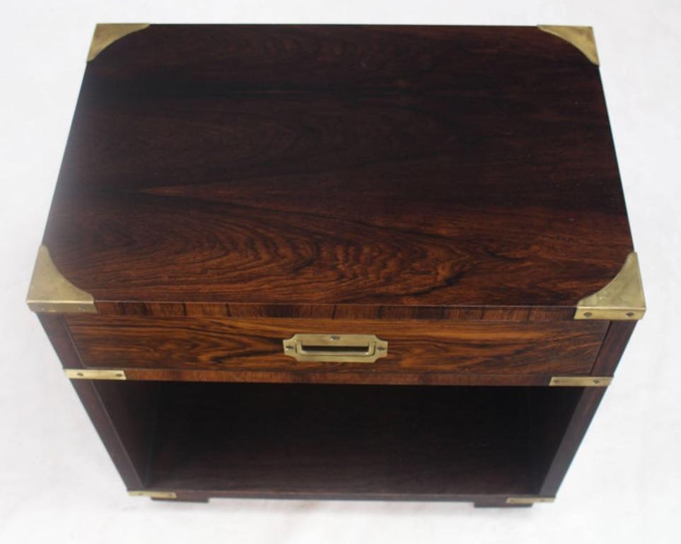 Rosewood Brass Campaign End Table Nighstand Cabinet John Stuart