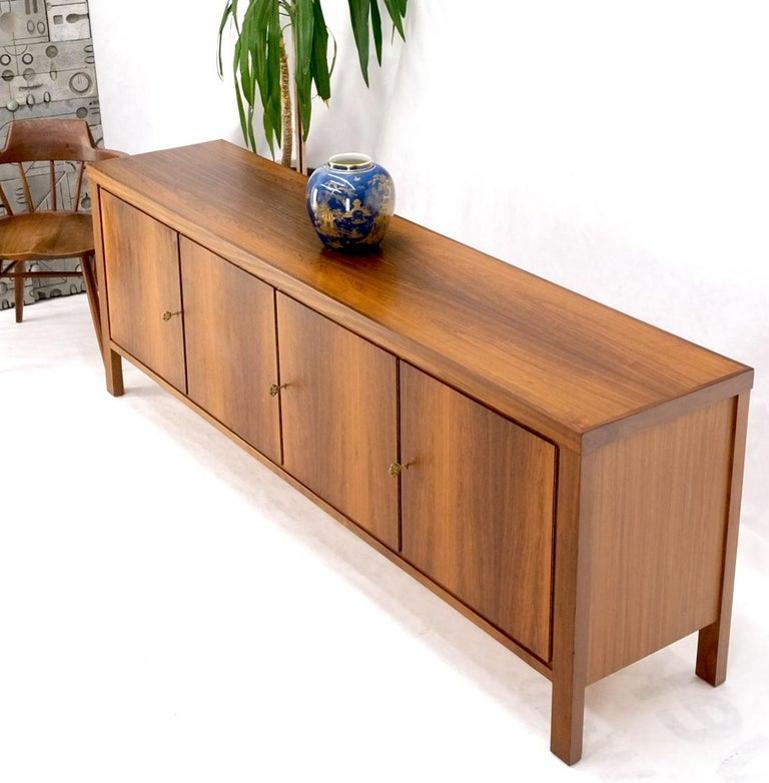 Long Rosewood Danish Mid-Century Modern 4 Doors Drawers Credenza Finished Back