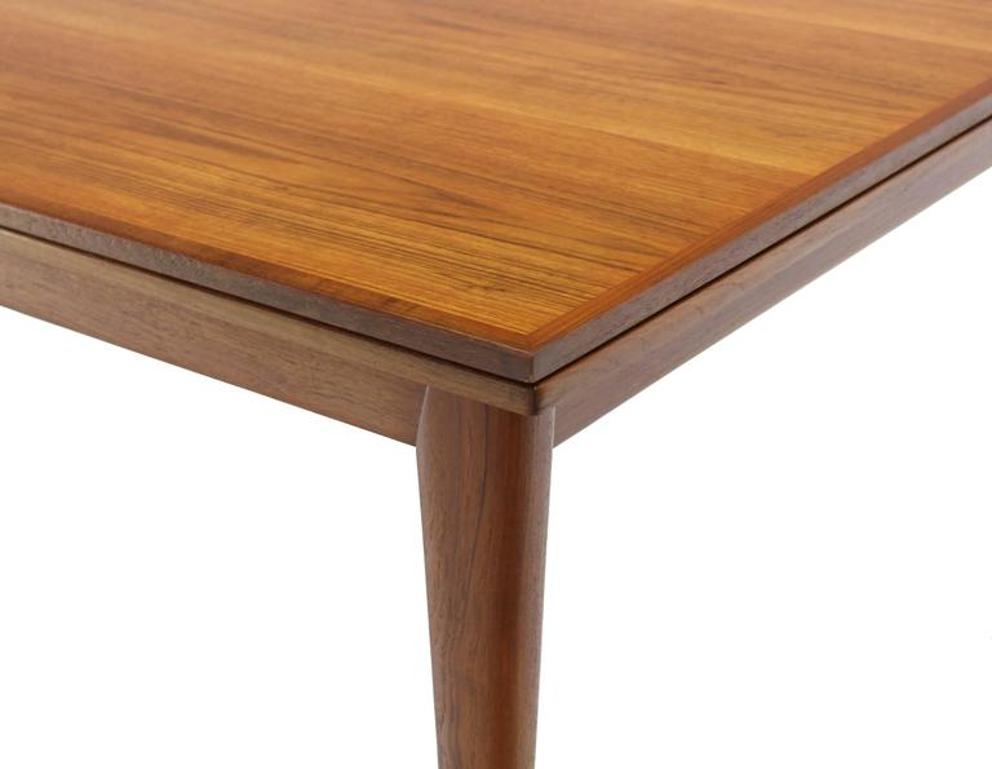 Large Heavy Tapered Legs Danish Modern Teak Table