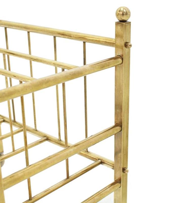 Mid-Century Modern Solid Brass Magazine Rack