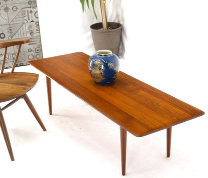 Danish Mid-Century Modern Solid Teak Rectangle Coffee Table Tapered Dowel Legs