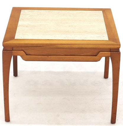 Pair of Square Small End Tables Stands with Marble Tops