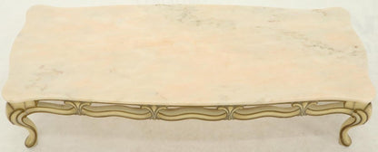 Marble to Pierced Carving Country French Provincial Coffee Table Cabriole Legs