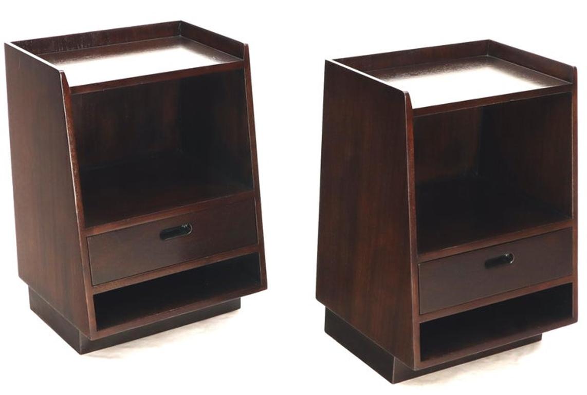 Pair of Edward Wormley for Dunbar Dark Chocolate End Tables Nightstands