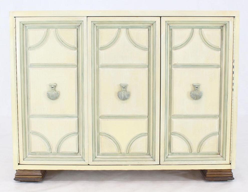 Marble Two Tone Finish Folding Doors Bachelor Chest Cabinet Dorothy Draper Style