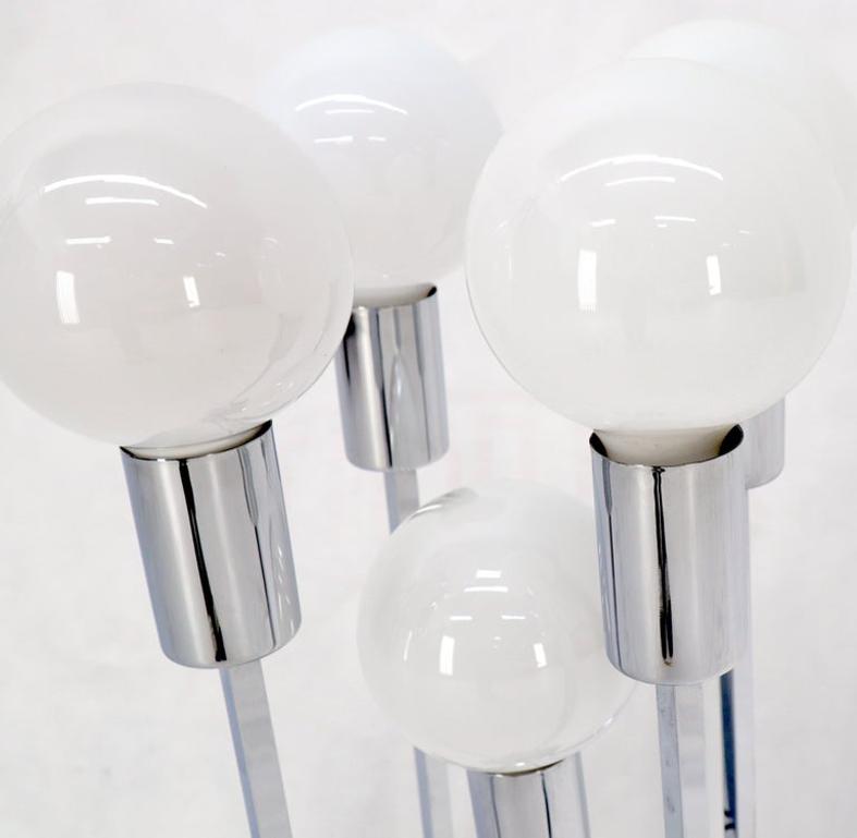 Chrome & 5 Milk Glass Globes Mid-Century Modern Table Lamp