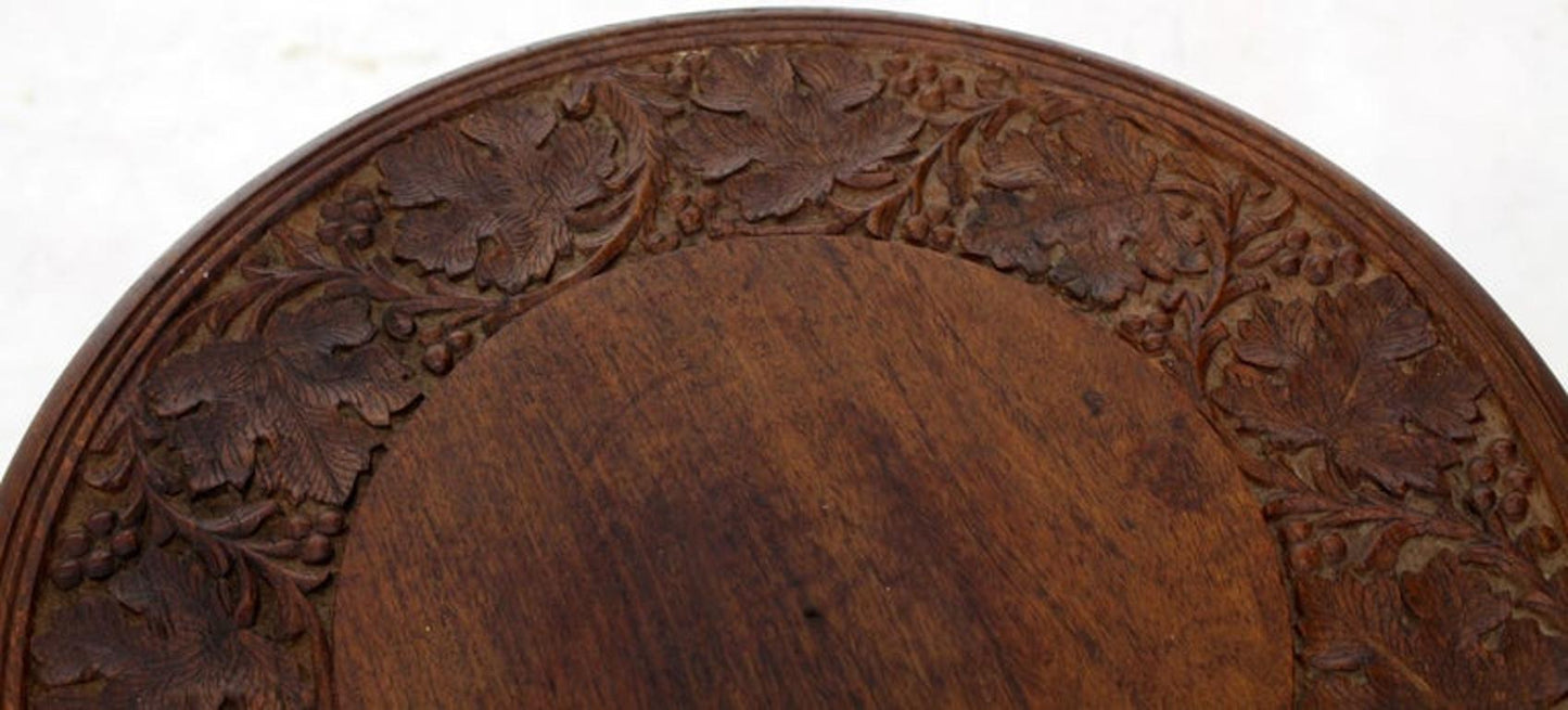 Pierced Carving Folding Round Side Occasional Table