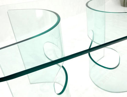 Mid Century Italian Modern Bend Glass C Shape Base Coffee Side Table