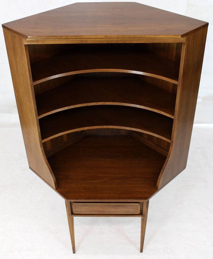 Two-Piece Walnut Corner Desk Table Bookcase Hutch