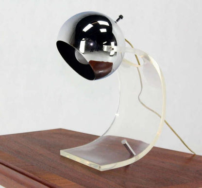 Chrome Globe and Lucite Base Mid-Century Modern Table Lamp