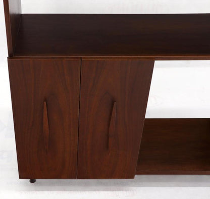 Walnut Mid-Century Modern Accordion Door Entry Hall Cabinet Console Credenza