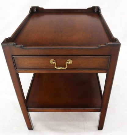 Southampton Mahogany Gallery Top Brass Drop Pull One-Drawer End Table Stand