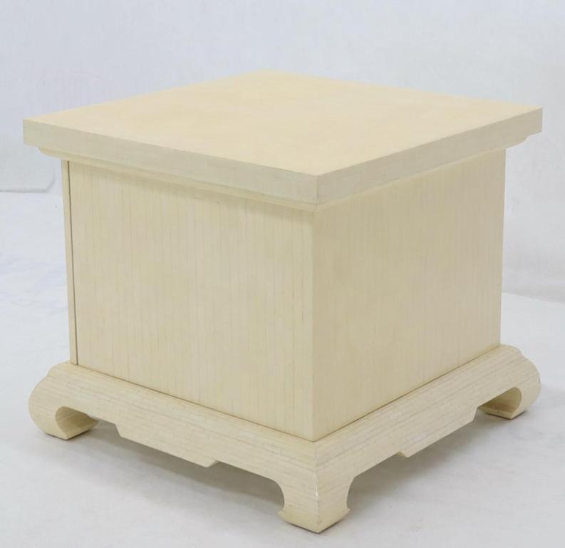 Large Oversize Tessellated Bone Accent Stand Cabinet Side End Table