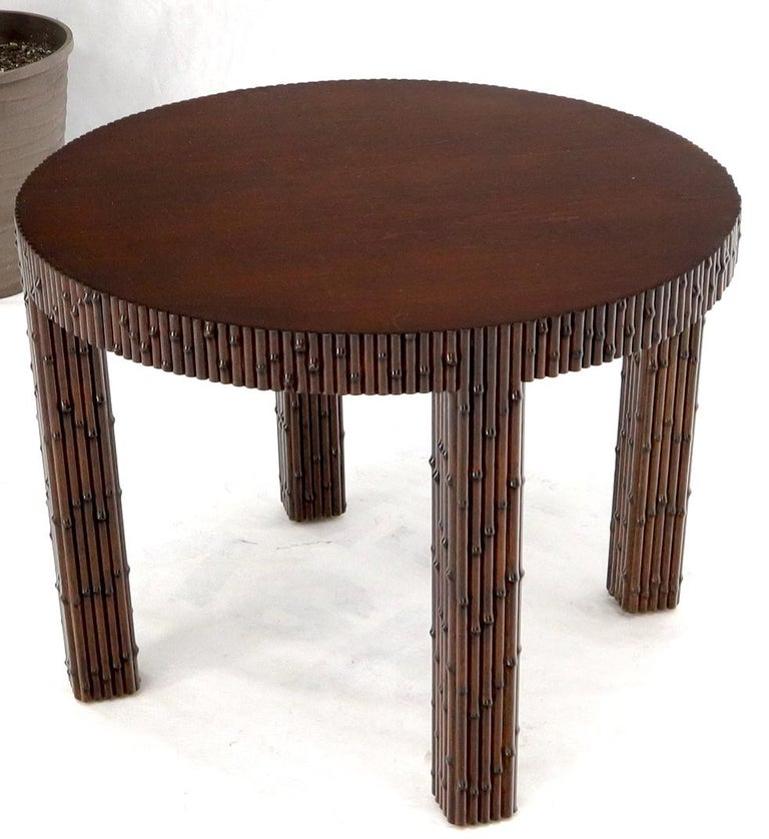 Mid-Century Modern Faux Bamboo Round Side Occasional Table