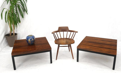 Pair of Large Square Rosewood Coffee Side End Tables Black Bases MINT Baughman