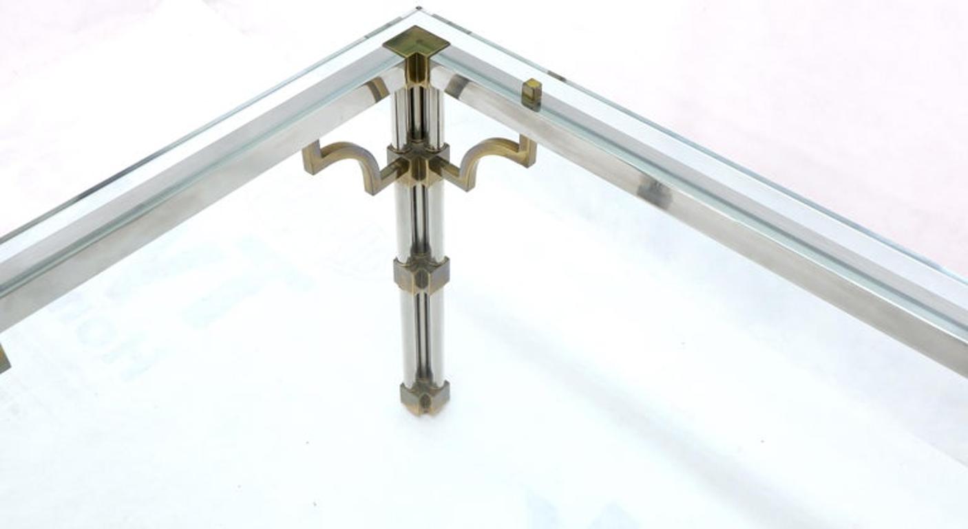 Petit Chrome Brass and Thick Glass Top Dining or Writing Table