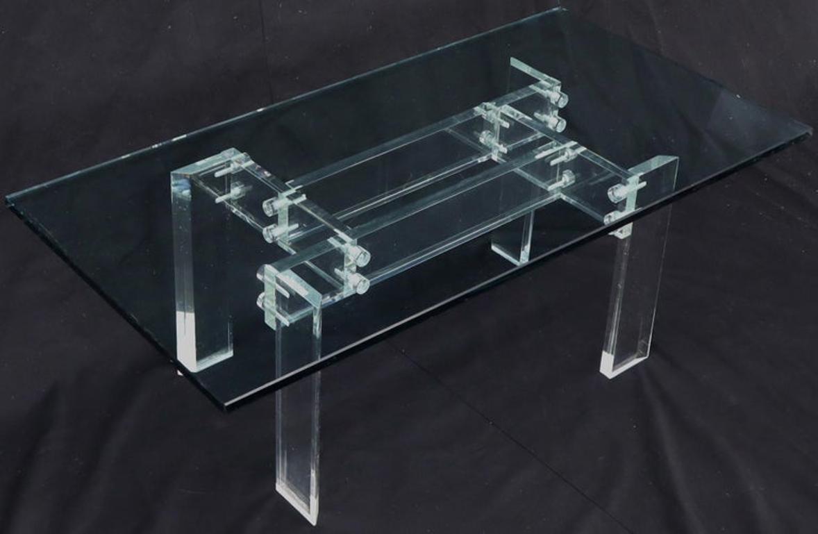 Rectangular Glass top Lucite Base Coffee Table