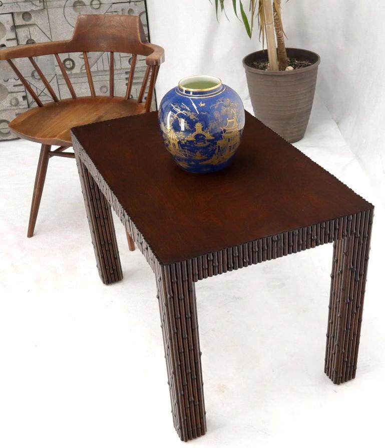 Faux Bamboo Rectangle Walnut Finish Side End Coffee Table