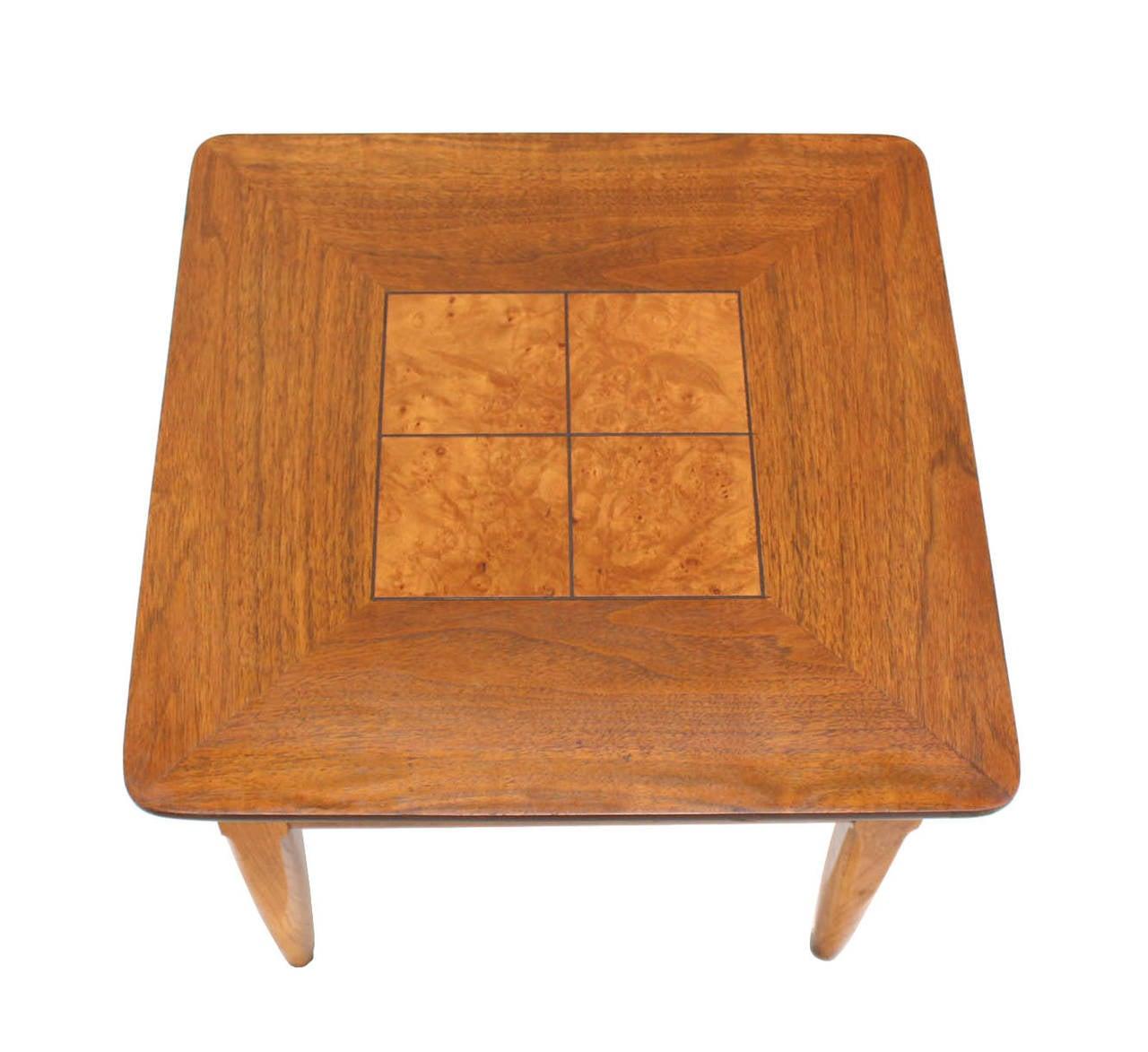 Set 3 Three American Burl Walnut Square End Side Occasional Tables Stands MINT!