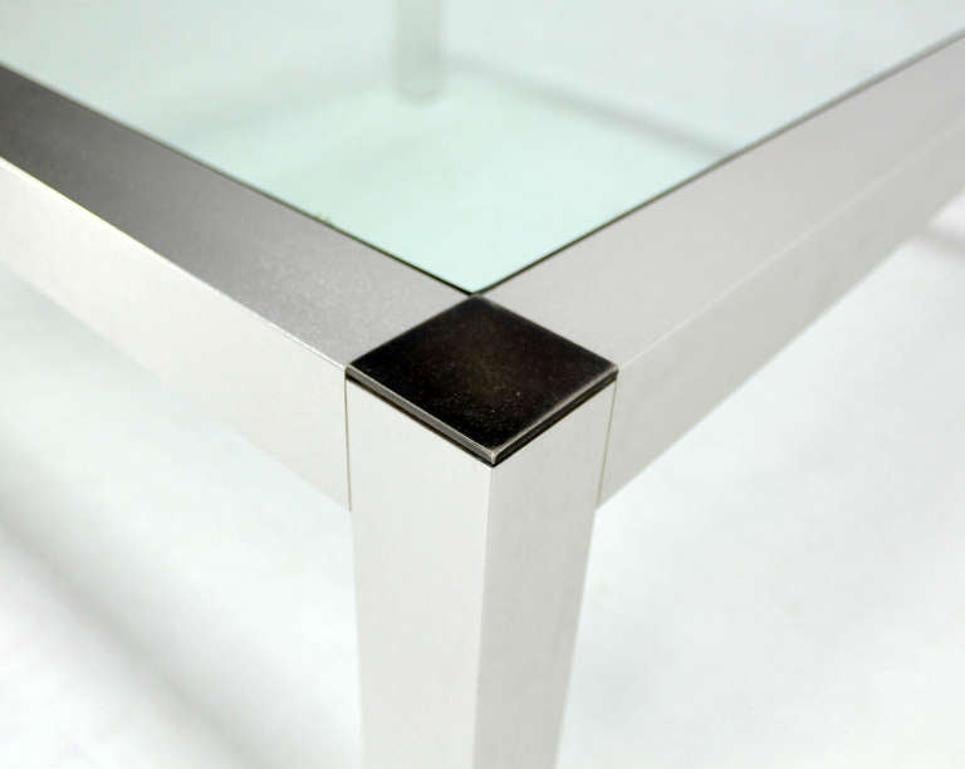 Mid-Century Modern Machined Metal Base Glass Top Coffee Table Modernist