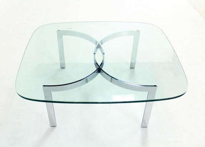 Mid Century Modern Curved Bent Chrome Base Glass Top Coffee Table Bauhaus Chanel