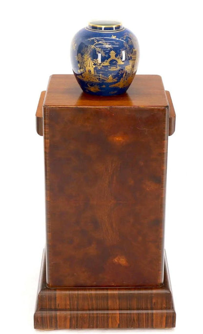 Art Deco Square Burl Walnut Pedestal