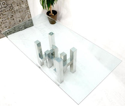 Cityscape Aluminum Base Large Rectangle Glass Top Dining Conference Paul Mayen