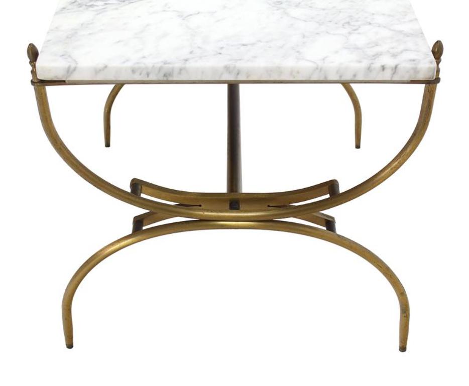 Solid Brass Marble Top Arch Shape Legs Side Table