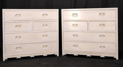 Pair of Bleached 5 Drawers Bachelor Chests by Baker