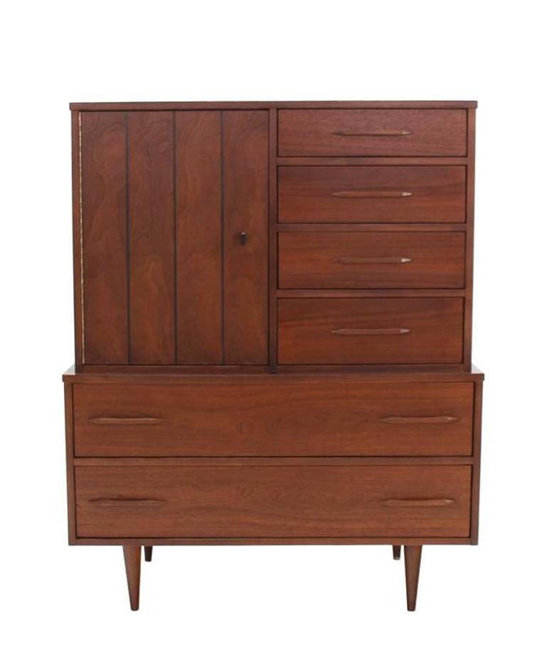 Mid-Century Modern Walnut High Chest Gentlemen's Chest