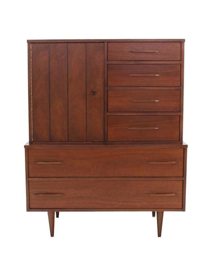 Mid-Century Modern Walnut High Chest Gentlemen's Chest