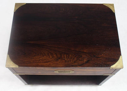 Rosewood Brass Campaign End Table Nighstand Cabinet John Stuart