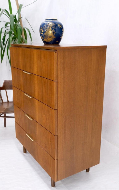 John Stuart 5 Drawers Walnut High Boy Chest Dresser Mid-Century Modern Mint!