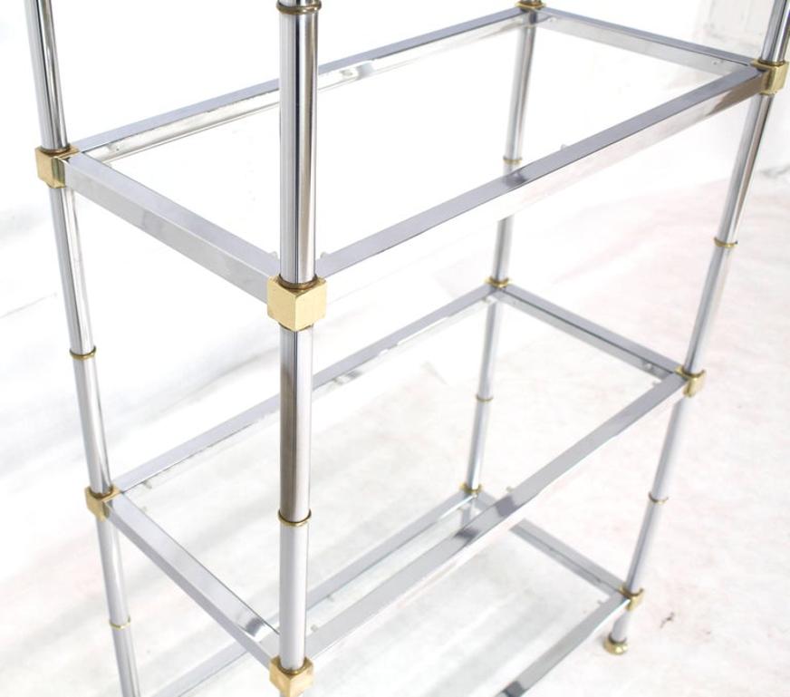 Brass Chrome Glass Tall Etagere