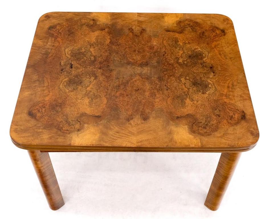 Swedish Mid-Century Modern Burl Wood Refectory Extending Dining Dinette Table