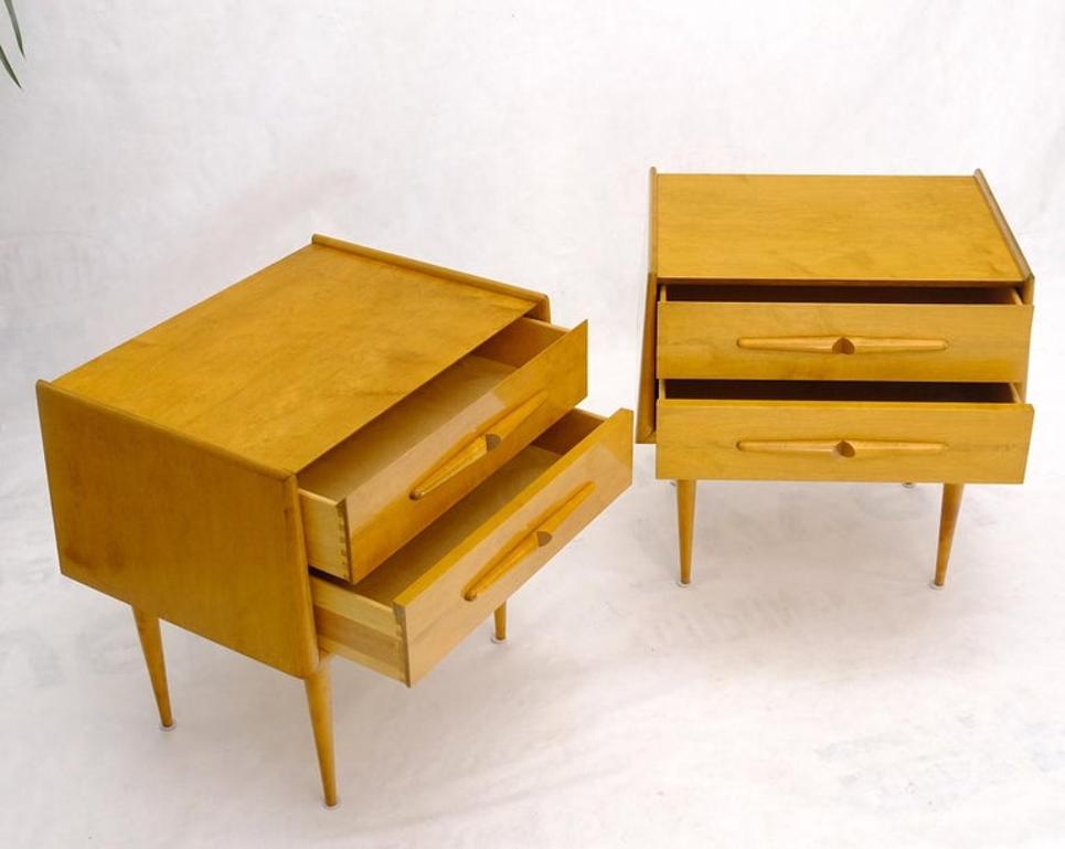 Pair of Honey Amber Lacquer Edmond Spence Two Drawer Nightstands End Tables