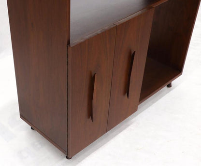 Walnut Mid-Century Modern Accordion Door Entry Hall Cabinet Console Credenza