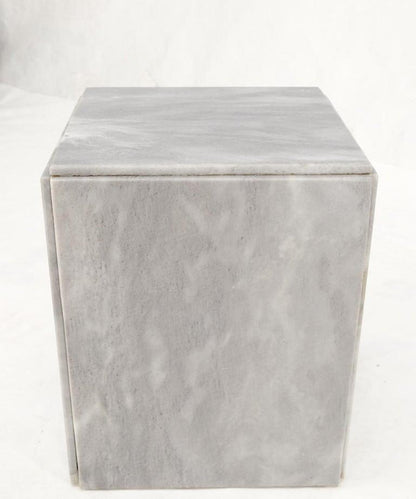 Mid-Century Modern Cube Shape Italian Carrara Marble Pedestal 18" Tall End Table