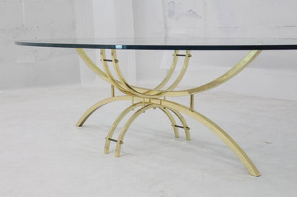 Oval Brass & Glass Coffee Table