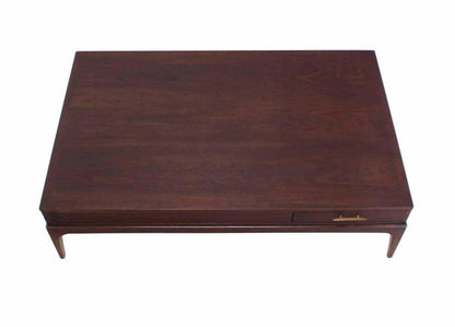 Large Rectangle One-Drawer Storage Bin Mid Century Walnut Coffee Table MINT