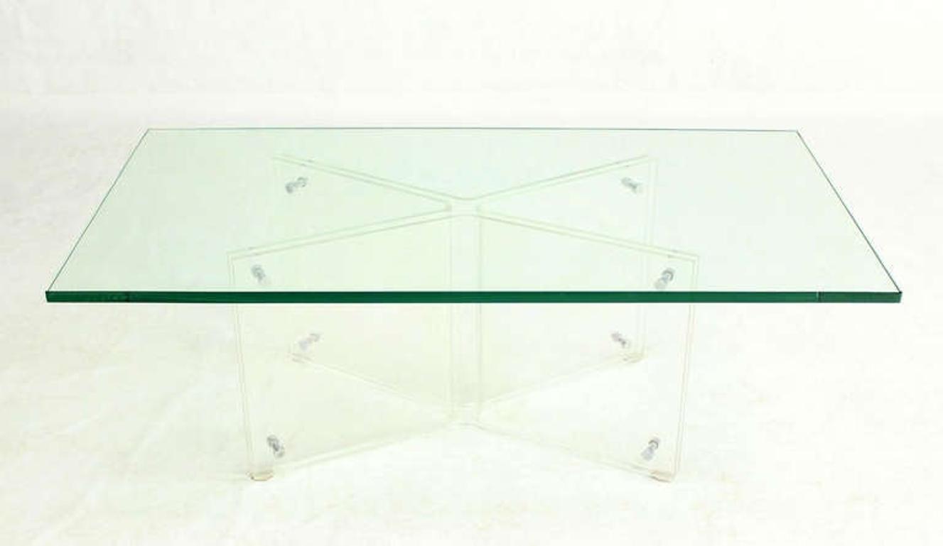 Mid-Century Modern Lucite Base and Glass-Top Coffee Table